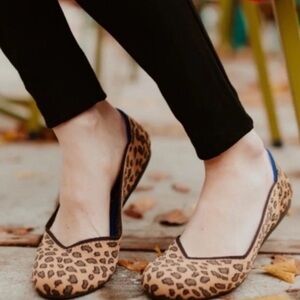 Rothy's Leopard-Print Pointed-Toe Flats in Tan and Black
